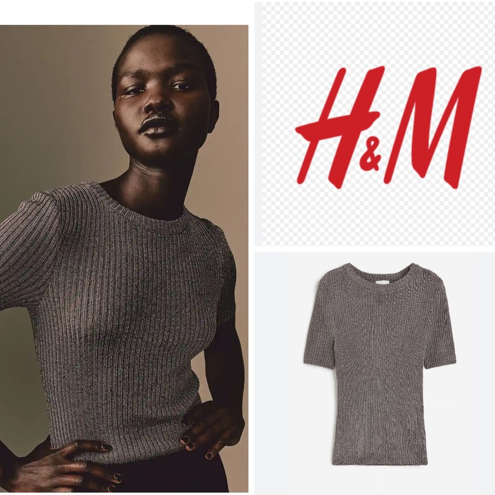H&M Metallic Rib Knit Top